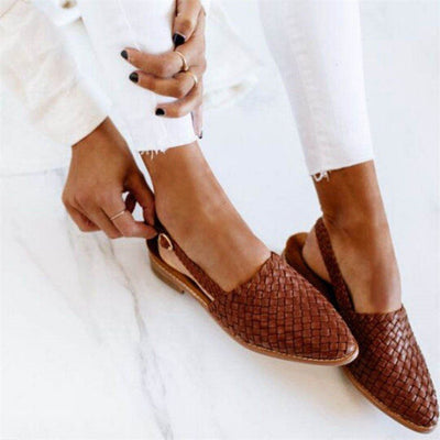 Charlotte | Comfortabele platte dames slingbacksandalen met gevlochten bovenwerk