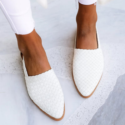 Charlotte | Comfortabele platte dames slingbacksandalen met gevlochten bovenwerk