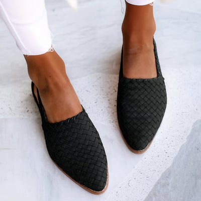 Charlotte | Comfortabele platte dames slingbacksandalen met gevlochten bovenwerk