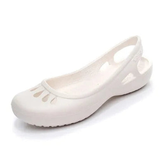 Elisabeth | Comfortabele lichte dames jellysandalen met slingback en uitsnijdingen