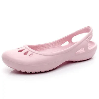 Elisabeth | Comfortabele lichte dames jellysandalen met slingback en uitsnijdingen