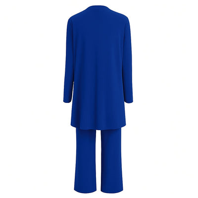 Marlene | Driedelige dames set met lang vest, hemdje en wijde broek