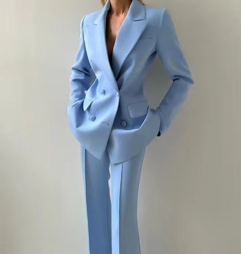 Marlene | Driedelige mintgroene dames set met blazer, korsettop en flared broek