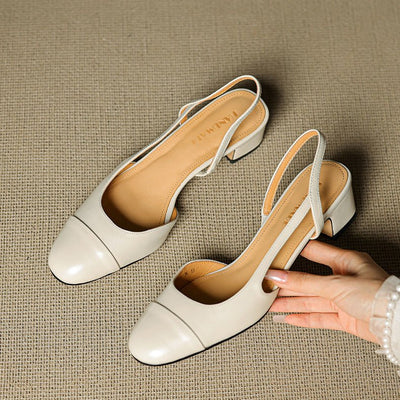 Leonie | Dames slingback pumps van echt leer met amandelneus