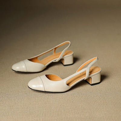 Leonie | Dames slingback pumps van echt leer met amandelneus