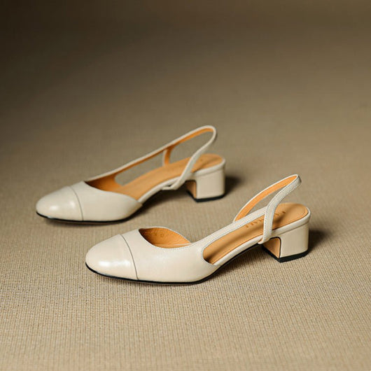 Leonie | Dames slingback pumps van echt leer met amandelneus