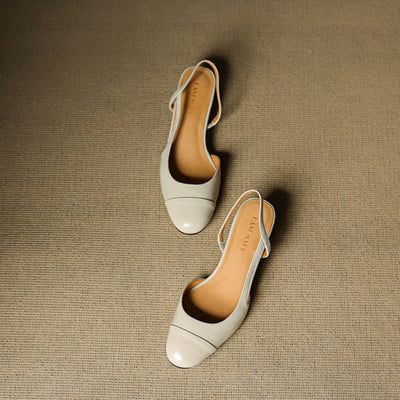 Leonie | Dames slingback pumps van echt leer met amandelneus