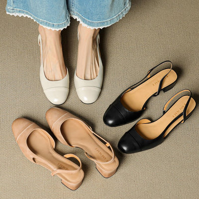 Leonie | Dames slingback pumps van echt leer met amandelneus