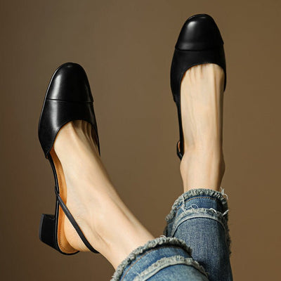 Leonie | Dames slingback pumps van echt leer met amandelneus