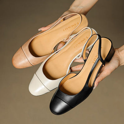Leonie | Dames slingback pumps van echt leer met amandelneus