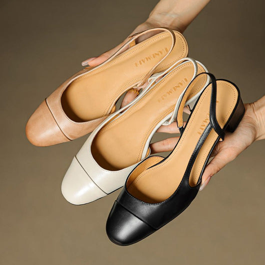 Leonie | Dames slingback pumps van echt leer met amandelneus
