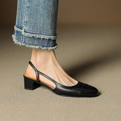 Leonie | Dames slingback pumps van echt leer met amandelneus
