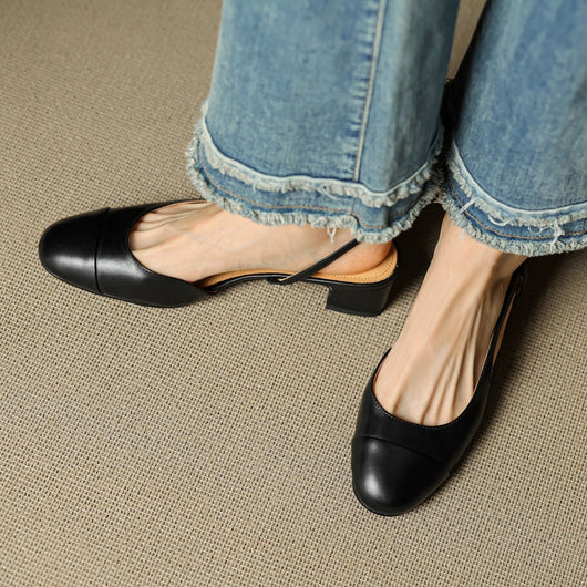 Leonie | Dames slingback pumps van echt leer met amandelneus