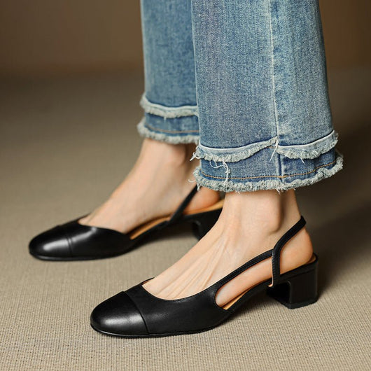 Leonie | Dames slingback pumps van echt leer met amandelneus