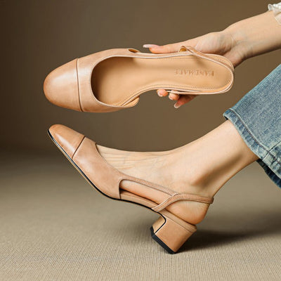 Leonie | Dames slingback pumps van echt leer met amandelneus
