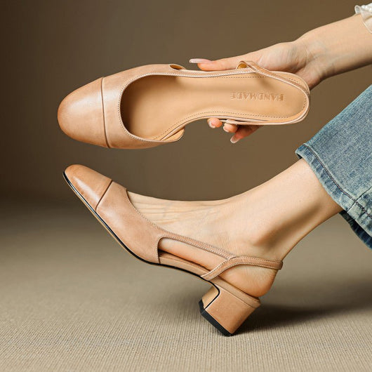Leonie | Dames slingback pumps van echt leer met amandelneus
