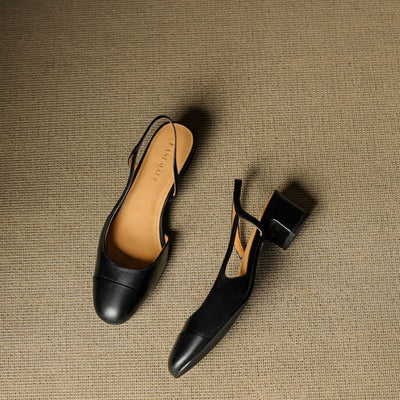 Leonie | Dames slingback pumps van echt leer met amandelneus
