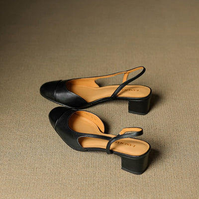 Leonie | Dames slingback pumps van echt leer met amandelneus