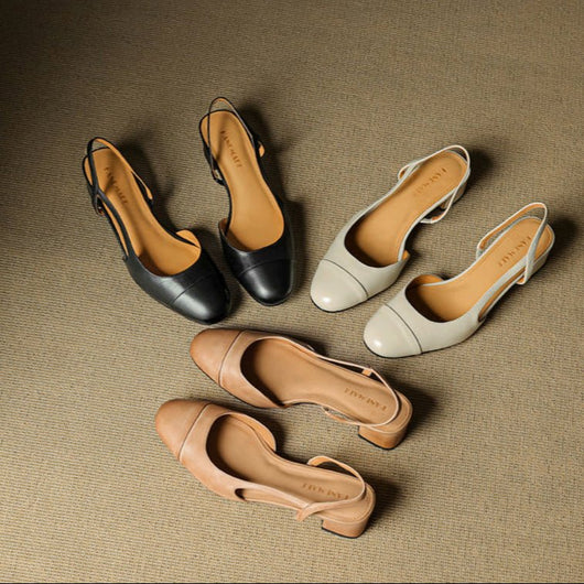 Leonie | Dames slingback pumps van echt leer met amandelneus