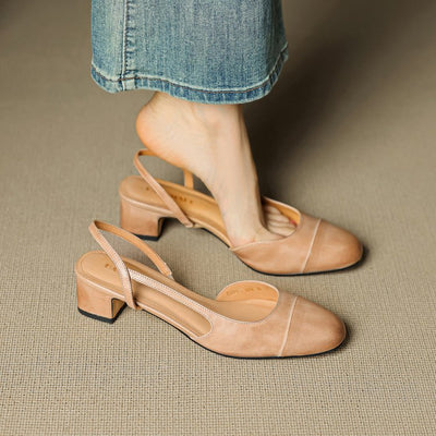 Leonie | Dames slingback pumps van echt leer met amandelneus