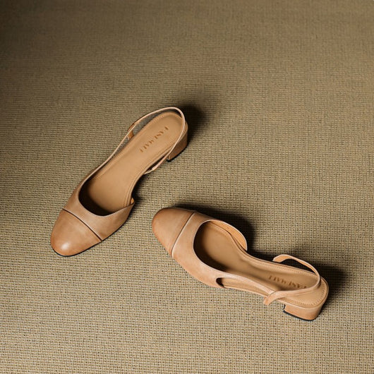 Leonie | Dames slingback pumps van echt leer met amandelneus