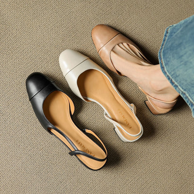 Leonie | Dames slingback pumps van echt leer met amandelneus