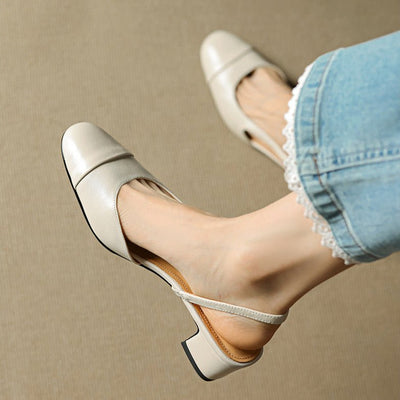 Leonie | Dames slingback pumps van echt leer met amandelneus