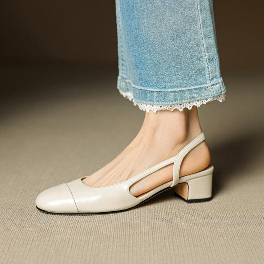 Leonie | Dames slingback pumps van echt leer met amandelneus