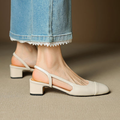 Leonie | Dames slingback pumps van echt leer met amandelneus