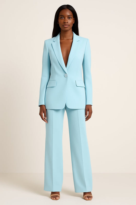 Johanna | Elegante dames set met enkelknoops blazer en wijde broek