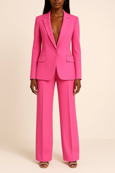 Johanna | Elegante dames set met enkelknoops blazer en wijde broek