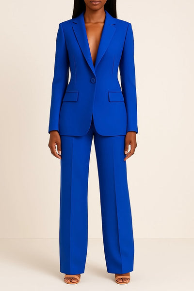 Johanna | Elegante dames set met enkelknoops blazer en wijde broek