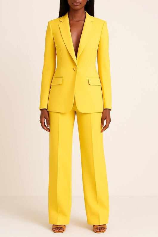 Johanna | Elegante dames set met enkelknoops blazer en wijde broek