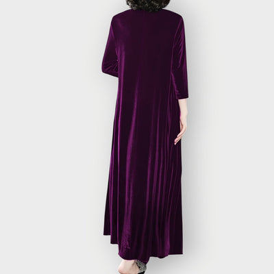 Elisabeth | Elegante dames maxijurk van fluweel met lange mouwen