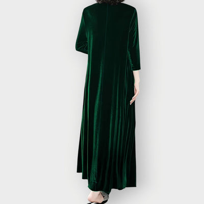 Elisabeth | Elegante dames maxijurk van fluweel met lange mouwen