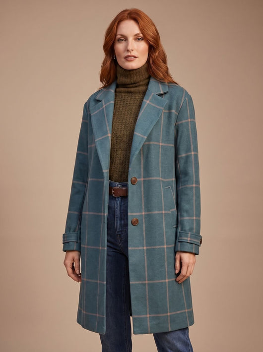 Elfriede | Elegante getailleerde dames wintermantel met ruitdessin