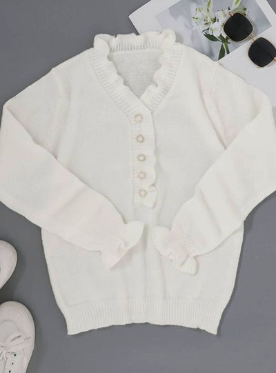 Charlotte | Elegante dames trui met ruches en v-hals