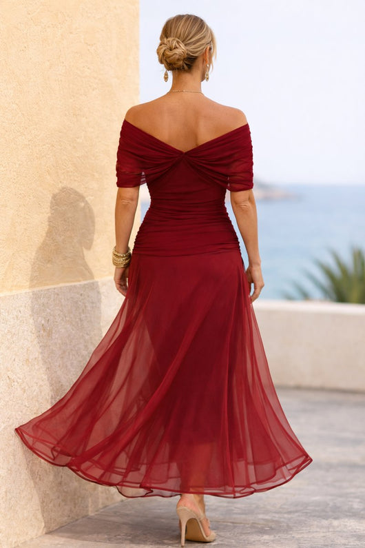 Clara | Elegante dames maxi cocktailjurk van chiffon met V-hals