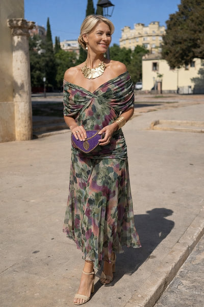 Clara | Elegante dames maxi cocktailjurk van chiffon met V-hals