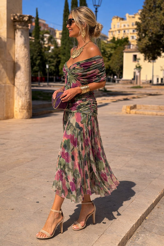 Clara | Elegante dames maxi cocktailjurk van chiffon met V-hals