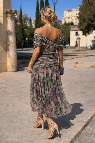 Clara | Elegante dames maxi cocktailjurk van chiffon met V-hals