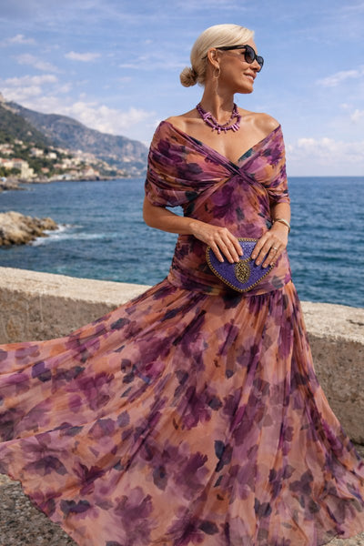 Clara | Elegante dames maxi cocktailjurk van chiffon met V-hals