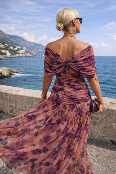 Clara | Elegante dames maxi cocktailjurk van chiffon met V-hals