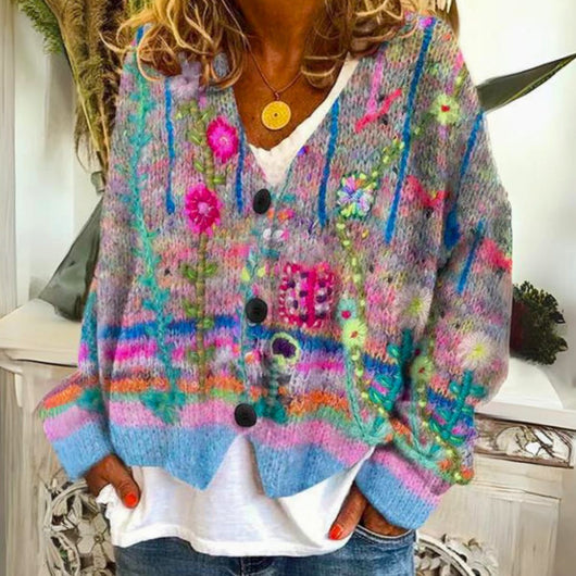 Elisabeth | Kleurrijk dames bohemienvest met knoopsluiting