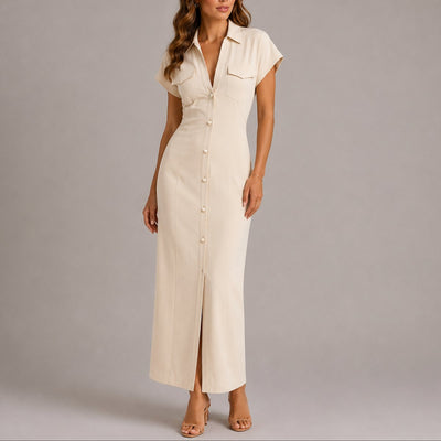 Sophie | Figuuraccentuerende dames maxi blousejurk voor bruiloftsgasten