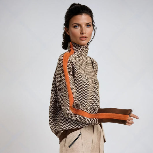 Amelie | Oversized dames coltrui met visgraatmotief