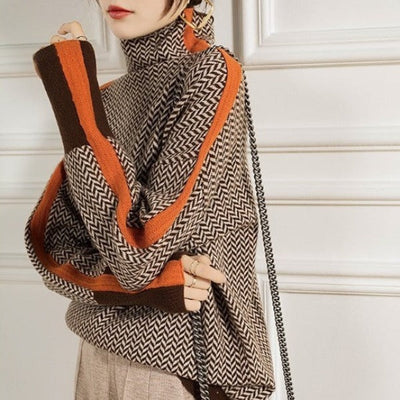 Amelie | Oversized dames coltrui met visgraatmotief