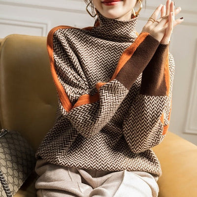 Amelie | Oversized dames coltrui met visgraatmotief