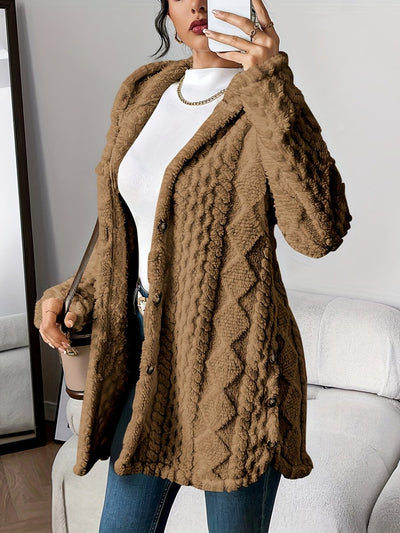 Annika | Donzig oversized dames vest met capuchon en knoopsluiting