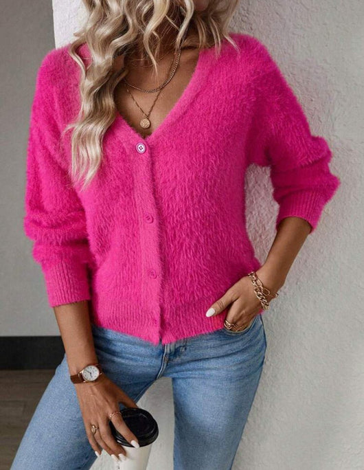 Marie | Donzig dames gebreid vest met V-hals en knoopsluiting